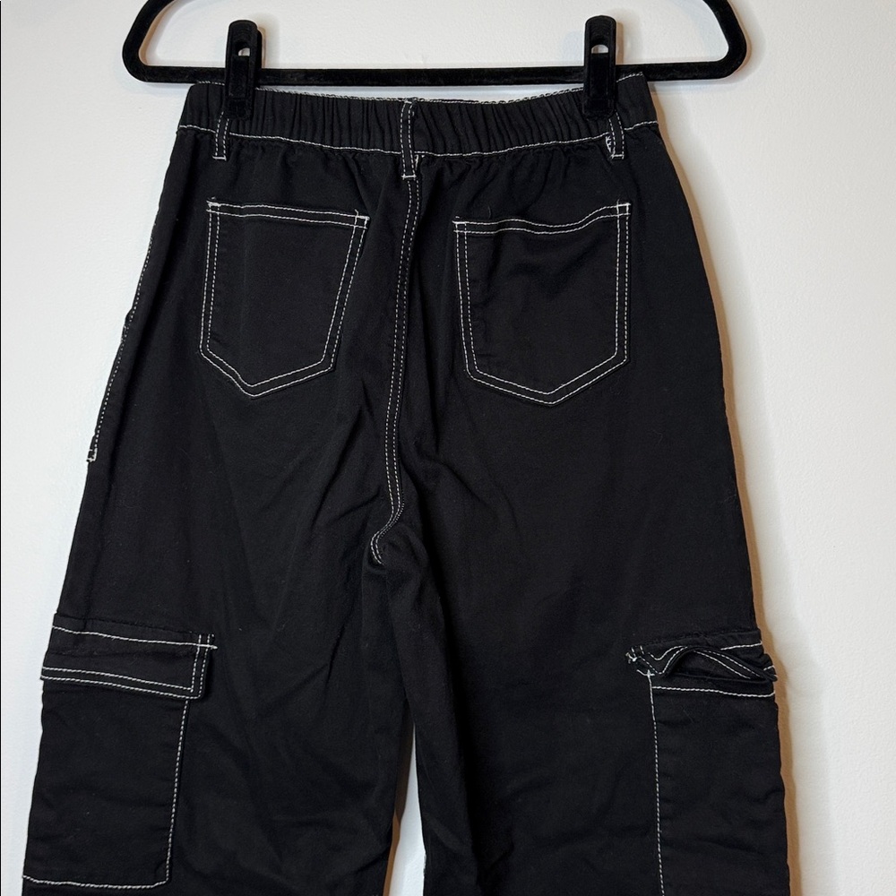 Honey Peace cargo carpenter jeans black and white contrast size large - Picture 7 of 8